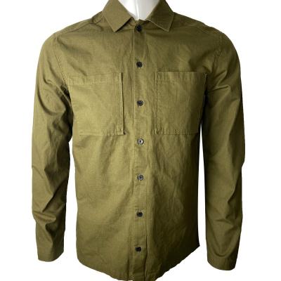 China Sustainable Organic Cotton Rib Stop Classic Woven Shirt Men's Long Sleeve Anti-Shrink Workwear WW for sale