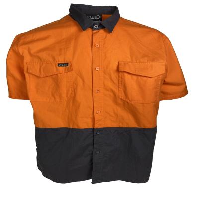 China Workwear WW Two Tone Cotton Ripstop Flame Retardant Candid Visibility Mens Tops Shorts Sleeve Work Shirt for sale