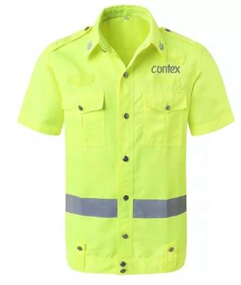 China LED FLASH Men's High Visibility HiViz Cotton Poplin Uniform Short Sleeve Shirt for sale