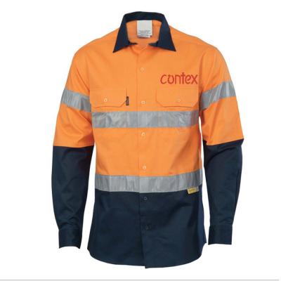 China Men's WW Workwear Anti-Shrink High Visibility HiVis HiViz Two Tone Ripstop Long Sleeve Work Shirt for sale