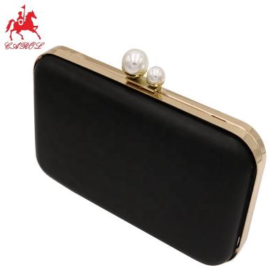 China New Eco-friendly Custom Double Pearl Square Shape Metal Clasp Purse Frame Box Clutch Bag Frame for sale