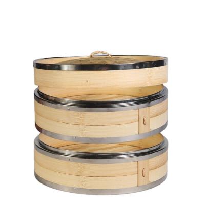 China Sustainable Vegetable Dumpling High End Lid Bamboo Steamer for sale