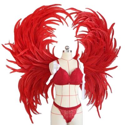 China Red artificial large event tuba feather angel wings costume performance dance props dance performance the beautiful feathers of the party for sale