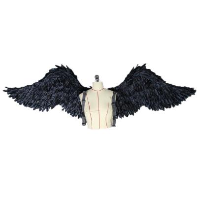 China Festival Stuff Victoria's Secret Catwalk Shows Featured Oversized Black Feathered Cosplay Props Angel Wings for sale