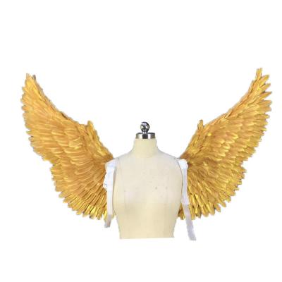 China A Durable Real Golden Feathered Angel Wings For Kids Show Photo Shoot Prop Decoration for sale