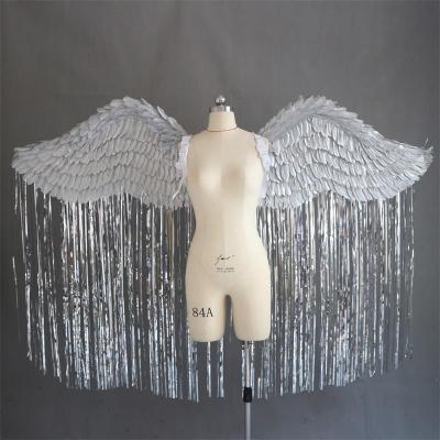 China Adult Feather Victoria's Secret Props Show Party Photo Supplies Stage Models Catwalk Tassel Silver Angel Feather Wings for sale