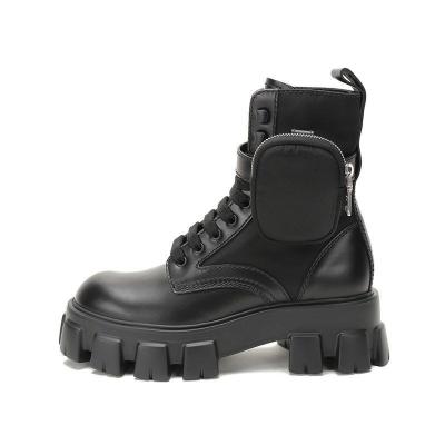 China Fashion Trend Designer Italy Women Monolith Swept Kings Nylon Motorcycle Boot Inspired Removable Strap Pocket Thick Rubber Unique Boots for sale