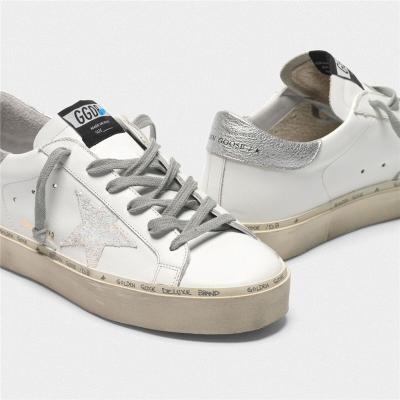 China Fashion Trend Hi Goldens Star Sneakers With Iridescent Star And Silver Heel Tab Branding Handwritten Gooses Shoes for sale