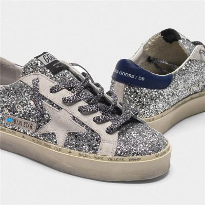 China Fashion Trend Goldens Hi Star Sneakers With Glitter White And Leopard Print Lace Up Gooses Shoes for sale