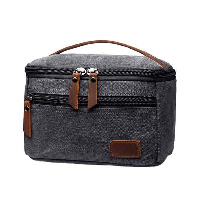 China Hzailu NATIONAL Custom Wholesale Luxury Men Travel Toiletry Bag Fashion Gray Foldable Waxed Waxed Bag for sale