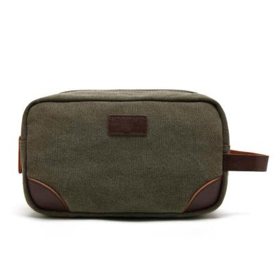 China New Vintage PU Leather Canvas Travel Toiletry Bag Travel Handle Fashion HZAILU for sale