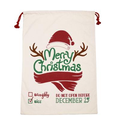 China Custom Wholesale Big Sack Merry Christmas Canvas Santa Present Bag for sale