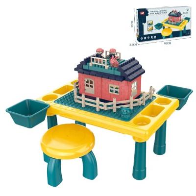 China 2022 Hot Selling DIY TOY Children's Educational Building Blocks Toys Learning Table With Chair for sale