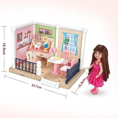 China DIY TOY Girls Toys 2022 Hot Sale Building Blocks Children Assemble DIY Study Cabin Bedroom For Sale for sale