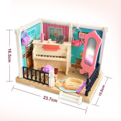 China DIY TOY Girls Toys 2022 Hot Sale Building Blocks Children Assemble Miniature Piano Room Dream House Toys With GCC Certificate for sale