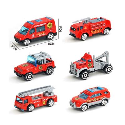 China 2022 Wholesale Diecast Toy Factory Promotion Gifts 6PCS Pack 1/64 Let Go Vehicles Toys Police Car Diecast Fire Trucks for sale