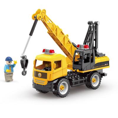 China 2022 Construction Toy Educational Toys Assemble Truck Car Blocks DIY Car Kit Crane Screw Assembly Truck Set Jabot Machine Toy Crane for sale