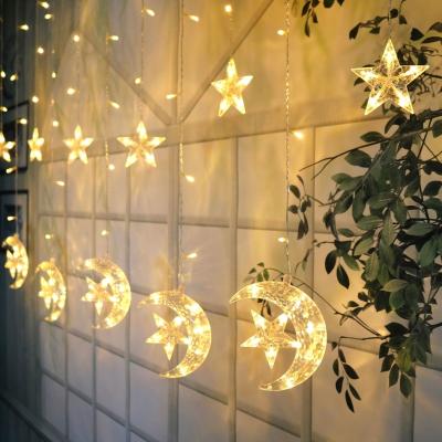 China Star Led Light Led Star Curtain Lights Moon Star String Light 8 Modes Plug In Fairy Lights Christmas Window Home Decoratio for sale