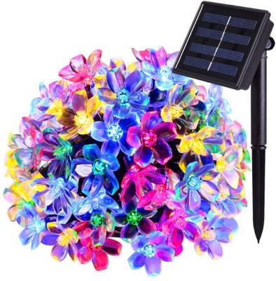 China Solar Powered Cherry Blossoms LED Fairy Lights Decorations String Lights, Solar Powered LED Flower Fairy Lights 8 Modes Outdoor Waterproof Garden Flower String Light for sale