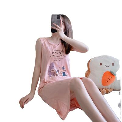 China New Summer Knee Length Vest Girls QUICK DRY Nightgown Loose Fit Women's Pajamas With Cushion Large for sale