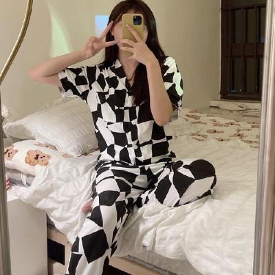 China QUICK DRY short girdle pants printed pajamas women short and long summer women sleepwear for sale