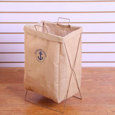 China Workable Iron Tripod Storage Bag Folding Dirty Clothes Organizers Home Supplies Creative Laundry Basket for sale