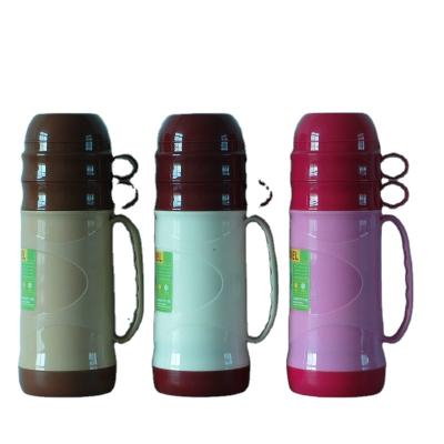 China Stocked 1.0 L Insulation Glass Jar Double-Cap Hot Travel Vacuum Thermos Bottle for sale