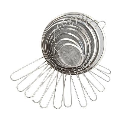 China Viable Kitchen Accessories 16cm Kitchen Cooking Tools Stainless Steel Handle Filter Colanders And Strainers for sale