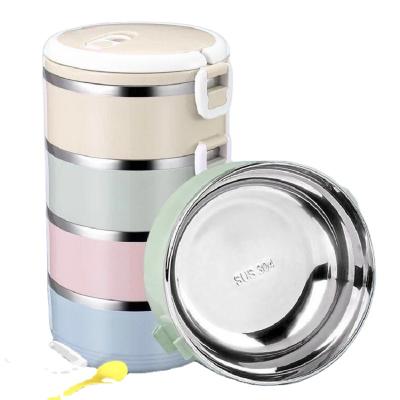 China Freshness Preservation 304 Stainless Steel Square Loop Insulated Multilayer Food Container Around Student Lunch Box for sale