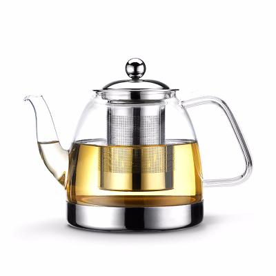 China WITH LID teapot 304 stainless steel filter thickened glass induction cooker scented teapot tea set coffee maker heat resistant glass pot for sale