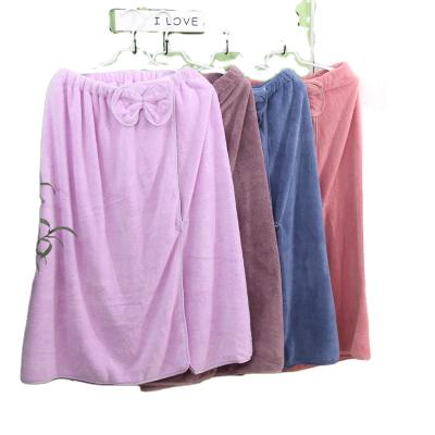 China Women's Wearable Bath Wrap Bow Skirt Coral Fleece Tube Top Women's QUICK DRY Bath Towel Soft Absorbent Bathrobe for sale