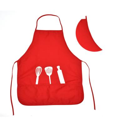 China Organic Drink/Food Cotton Children's Aprons Customized Adjustable Solid Color Kids Apron With Pocket for sale