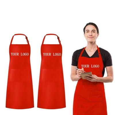 China Funny Commercial French Drinks/Food Chef Clothes Double Pocket Weman Organic Cotton Shine Customized Cooking Kitchen Apron for sale