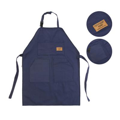 China Wholesale Adjustable Casual Denim Lattice Kitchen Apron With Pockets For Women Men for sale