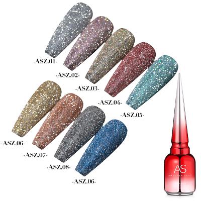 China Nail Art Beauty ASZ Glitter Reflective Gel Disco DJ LED Gel Nail Polish Super Shiny Nail Polish for sale