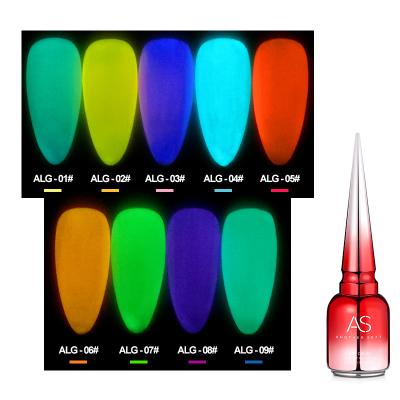 China Beauty Nails Salon Glow in Dark Neon Esmaltes UV Gel Soak Off Luminous UV Gel Nail Polish ALG for sale