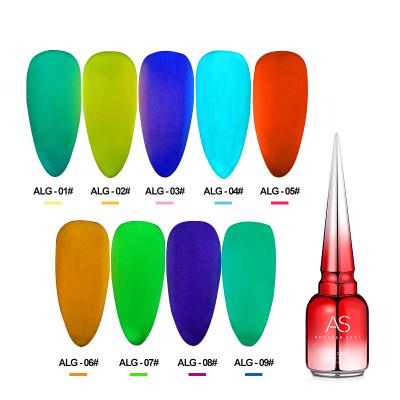 China Nail Art Beauty ALG 15ml Glow In The Dark Acrylic Luminous Nail Gel Polish Fluorescent Nail Design Manicure for sale