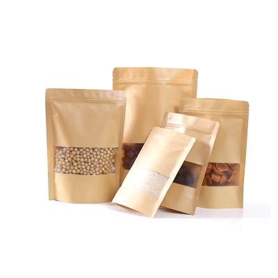 China Food Grade Custom Printed Coffee Bean Flat Bottom Packaging Stand Up Kraft Paper Bag With Window For Food for sale