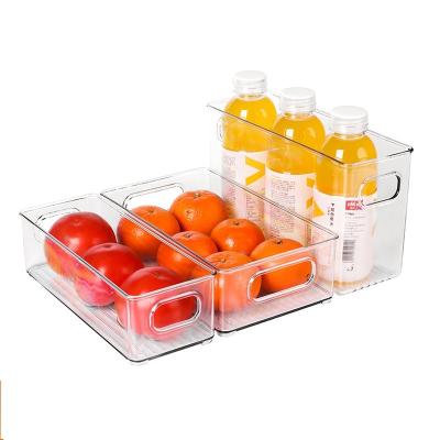 China Viable BPA Free Kitchen Fridge Fruit Vegetable Fruit Vegetable Pantry Bin Storage Organizer Transparent With Handle for sale