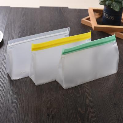 China Eco-Friendly Reusable Leakproof Freezer Freezer Lunch Fridge Storage Plastic Stocked Bag Holder BPA Free For Food for sale