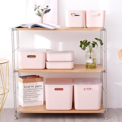 China Hot Selling Home Sustainable Pink PP Plastic Office Clothing Box Storage Stackable Organizer With Lid for sale