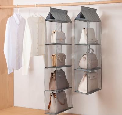 China Modern Detachable Hanging Bag Storage Purse Mesh Shelves Handbag Organizer Durable For Wardrobe Closet for sale