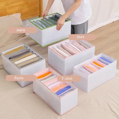 China Folding Mesh Washable Foldable Cloth Closet Divider Drawer Portable Clear Storage Box Jeans Pants with pp carton for sale