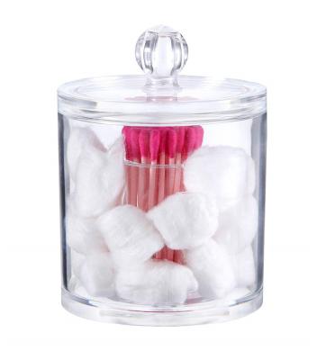 China Viable Clear Durable Universal Makeup Swab Ball Box Container Acrylic Cotton Bud Holder With Lid for sale