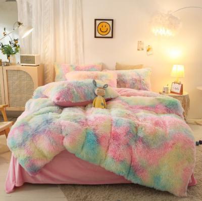 China Non-Toxic Fluffy Comforter Cover Bed Set Faux Fur Ultra Soft Plush Shaggy Duvet Cover Set Luxury Fuzzy Duvet Cover Set 3 Pieces for sale