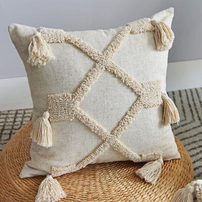 China Hotel SIPEIEN Boho Cotton Hand & Woven Throw Tassel Cushion Cover Embellished Decorative Tile Blankets For Bedroom for sale