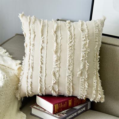 China SIPEIEN Decor Cozy Bohemian Cushion Covers Cotton Jacquard Stripe Macrame Pillow Cover For Bedroom for sale