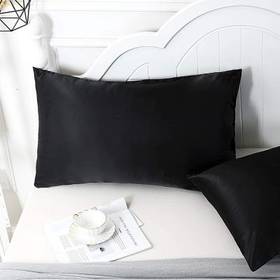 China 2pcs Soft Black Luxury Satin Soft Satin Body Pillow Case Breathable 100% Natural Satin Silk Pillow Case for sale