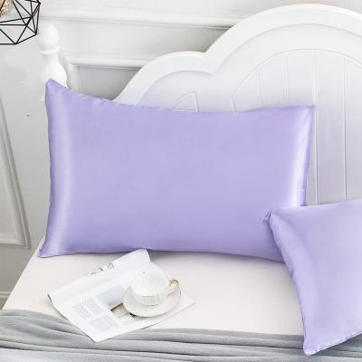 China 2pcs Luxury Soft Light Purple Satin Soft and Breathable 100% Natural Satin Silk Pillowcase Pillow Case for sale