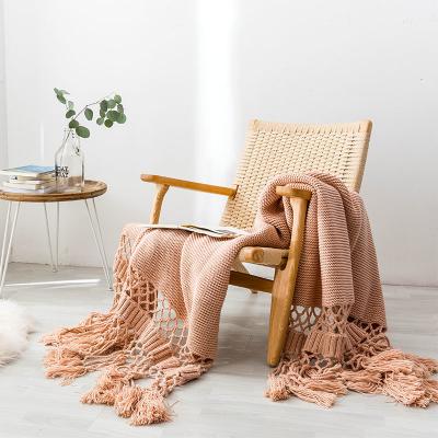 China Long Tassel Throw Soft Nordic Style SIPEIEN Acrylic Wool Blanket Luxury Knitted Blanket Hotel for sale